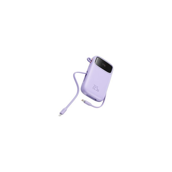 베이스어스 Qpow2 PD지원 22.5W 고속충전 잔량표시 듀얼케이블 일체형 보조배터리 10000mAh 8핀 / C타입