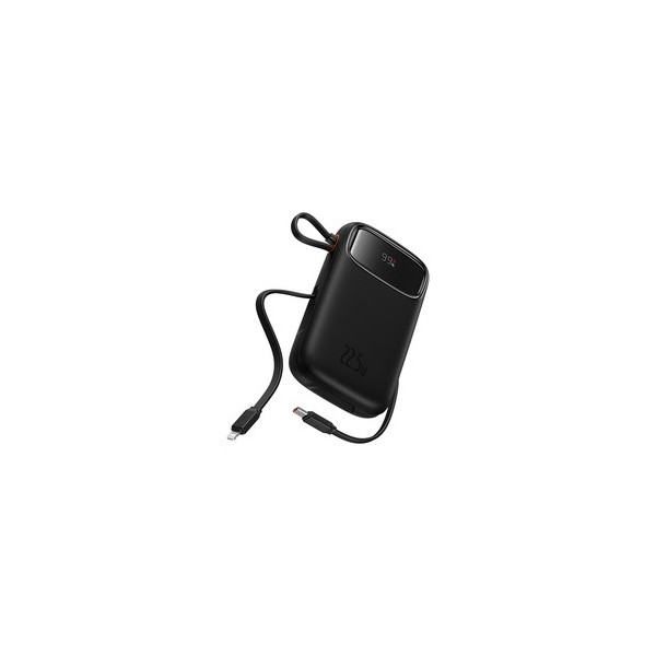베이스어스 Qpow2 PD지원 22.5W 고속충전 잔량표시 듀얼케이블 일체형 보조배터리 10000mAh 8핀 / C타입