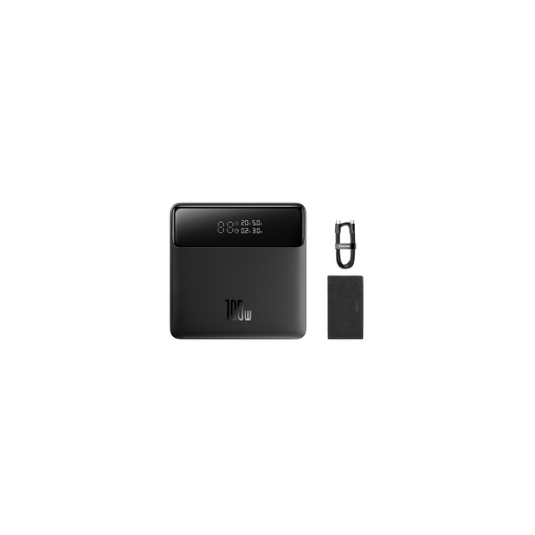 베이스어스 블레이드 2세대 100W 20000mAh HD 에디션 슬림 노트북 고출력 LED 디스플레이 보조배터리 + C to C 100W 초고속충전 케이블 50cm