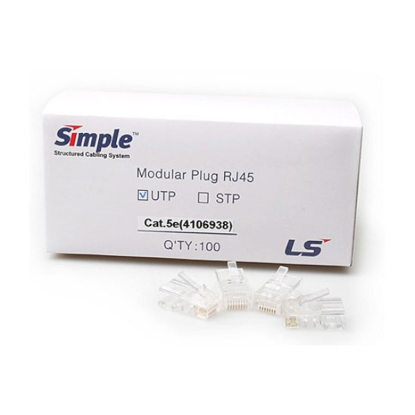 [LS전선] RJ-45 커넥터, CAT.5E UTP [LS-MP-UC5E-RJ45] [투명/100개]